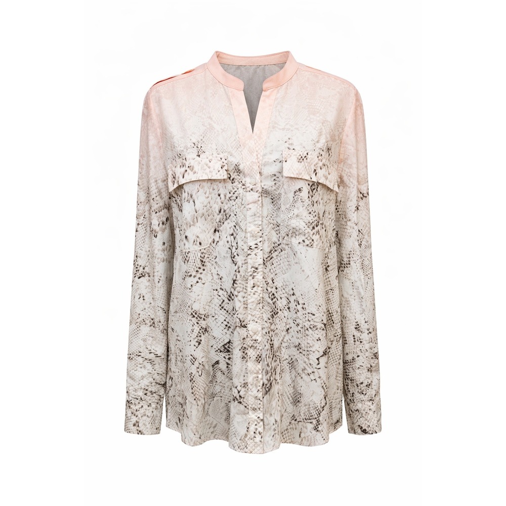 Calvin Klein Womens Peach Ombre Snakeskin Print Button Down Blouse Large L‎